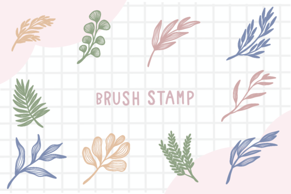 Download Line Art Leaf Procreate Brush Stamp - Brush Collection