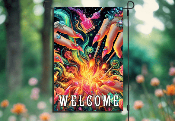 Download Vibrant Nail Brushes Welcome Garden Flag - Brush Collection