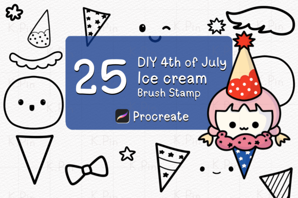Download 25 Brush Stamp Procreate, Ice Cream - Brush Collection