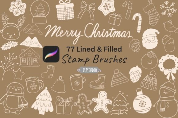 Download 77Cute Christmas Procreate Stamp Brushes - Brush Collection