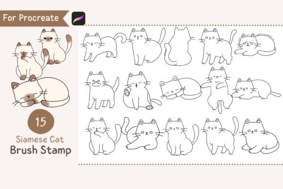 Download Procreate Brush Stamp Siamese Cat - Brush Collection