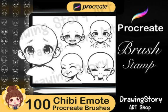 Download 100 Chibi Emote Procreate Brushes - Brush Collection