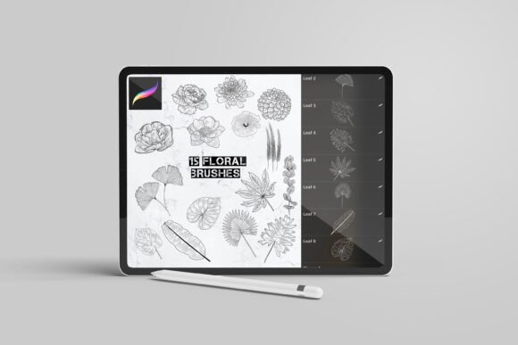 Download 15 Floral Stamp Brushes Procreate - Brush Collection
