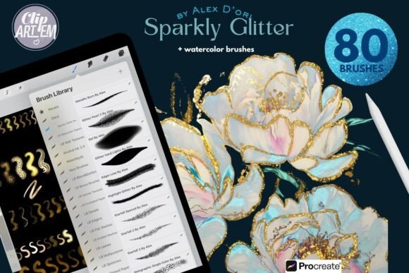 Download Glitter Watercolor Procreate Brushes 80 - Brush Collection