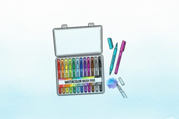 Download Set of 12 Colorful Brush Pens - Brush Collection