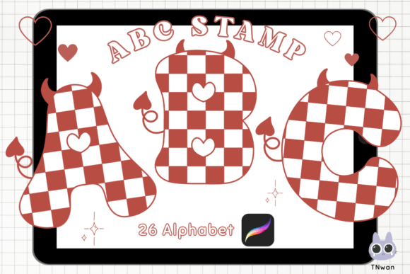 Download Y2k Alphabet Retro Procreate Brush Stamp - Brush Collection