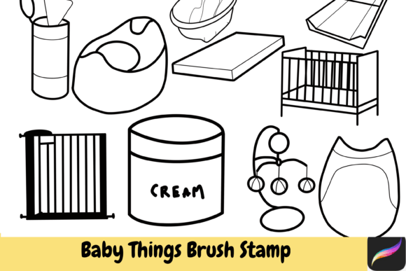 Download Baby Things Brush Stamps Procreate IPAD - Brush Collection