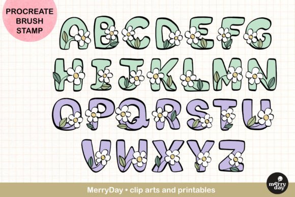 Download ABC Procreate Brush Stamp Flower Design - Brush Collection