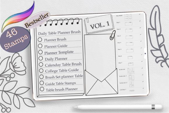 Download Procreate Planner Stamp Brushes, Template - Brush Collection