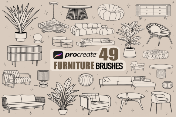 Download Procreate Furniture Line Art Brushes - Brush Collection