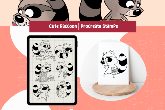 Download Procreate Brushes Cute Raccoon Stamps - Brush Collection