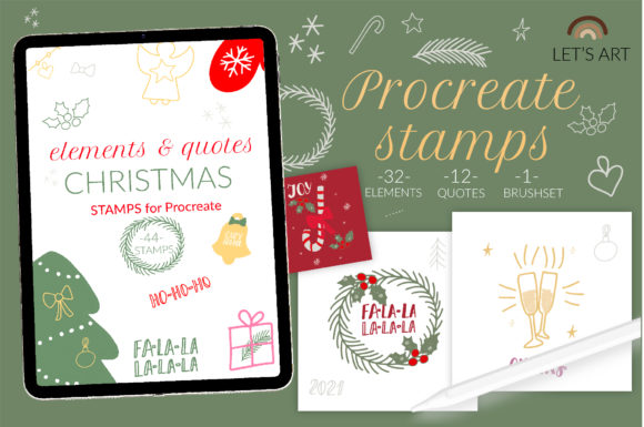 Download Christmas Procreate Stamps, Xmas Brushes - Brush Collection