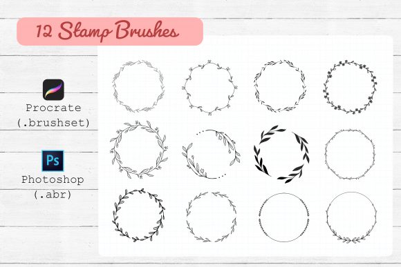 Download 12 Wreath Brushes Procreate ,Photoshop - Brush Collection