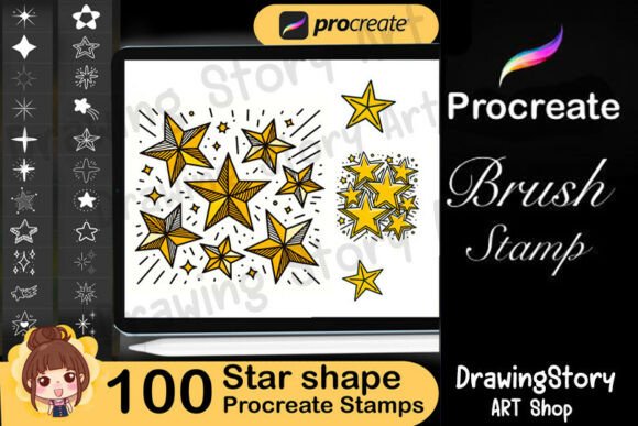 Download 100 Star Shape Stamps: Procreate Brush - Brush Collection