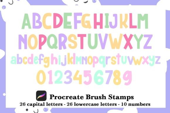 Download Alphabet &amp; Number Brush Stamp Procreate - Brush Collection