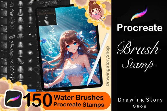 Download 150 Procreate Water Sea Brushes - Brush Collection