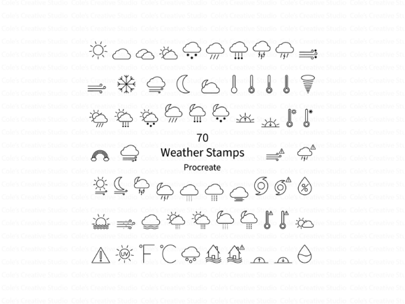 Download 70 Weather Symbol Procreate Brush Stamps - Brush Collection