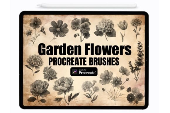 Download Garden Flowers Procreate Stamps Brushes - Brush Collection