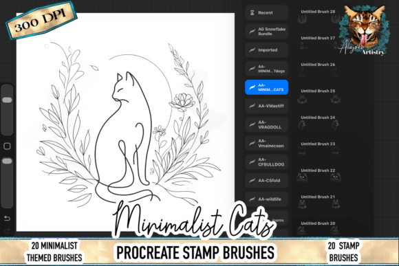 Download Minimalist Cat Procreate Stamp Brushes - Brush Collection