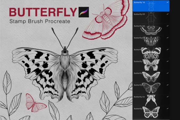 Download Butterfly Procreate Stamps Brush - Brush Collection