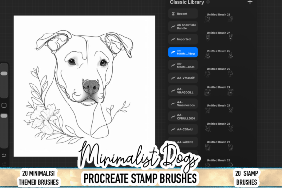 Download Minimalist Dog Procreate Stamp Brushes - Brush Collection