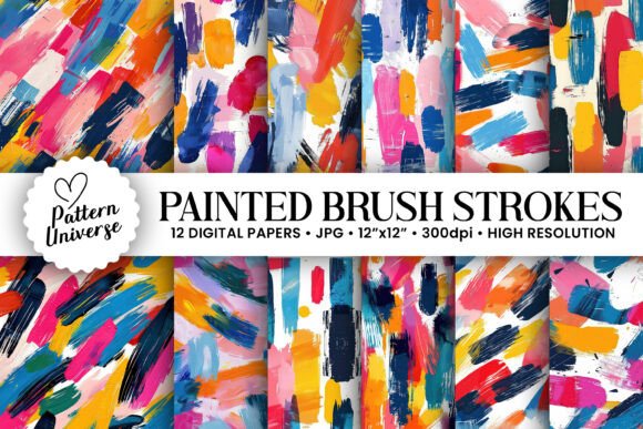 Download Colorful Painted Brush Strokes Patterns - Brush Collection