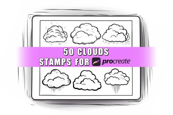 Download 50 Clouds Procreate Stamps Brushes - Brush Collection