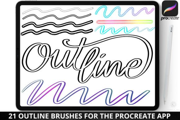 Download Procreate Outline Lettering Hollow Brush - Brush Collection