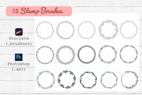 Download 15 Wreath Brushes Procreate ,Photoshop - Brush Collection