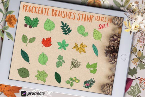 Download Procreate Brushes Stamp Leaves Set 1 - Brush Collection
