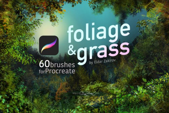 Download 60 Foliage &amp; Grass Brushes for Procreate - Brush Collection