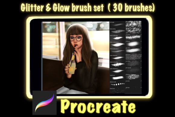 Download 30 Glitter &amp; Glow Brush for Procreate Set - Brush Collection