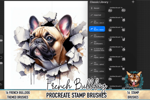 Download French Bulldog Procreate Brush Stamps - Brush Collection