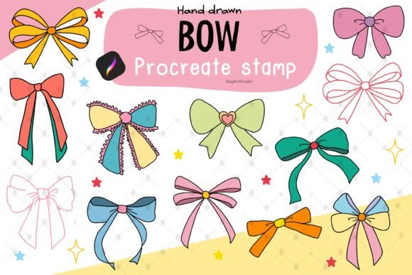 Download Ribbon Bow Procreate Stamp Brushes - Brush Collection