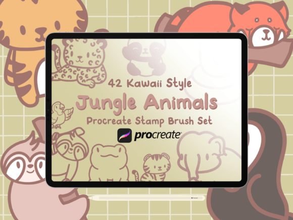 Download Jungle Animals Procreate Stamp Brush Set - Brush Collection
