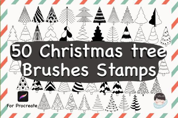 Download 50 Christmas Tree Procreate Brush Stamps - Brush Collection