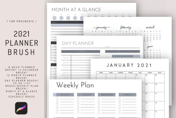 Download Procreate 2021 Planner Stamp Brush - Brush Collection