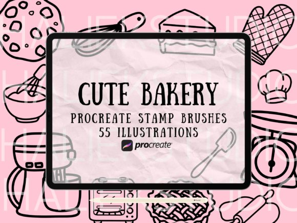 Download Cute Bakery Procreate Stamp Brush Set - Brush Collection