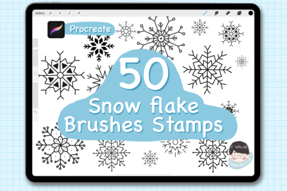Download 50 Snowflake Brush Stamps for Procreate - Brush Collection