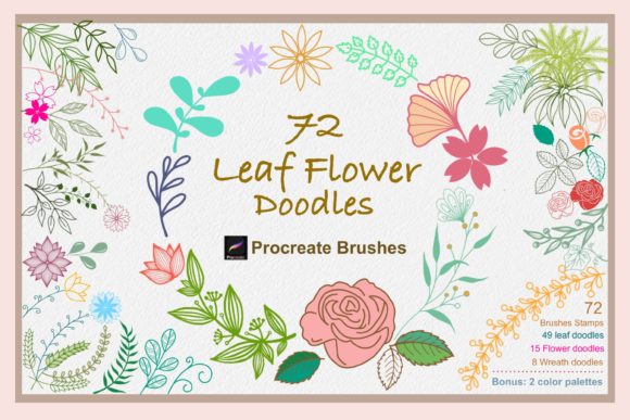 Download Procreate Brushes Leaf Flower Doodles - Brush Collection