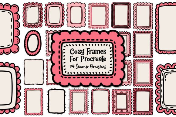 Download 24 Procreate Frame Stamp Brushes - Brush Collection