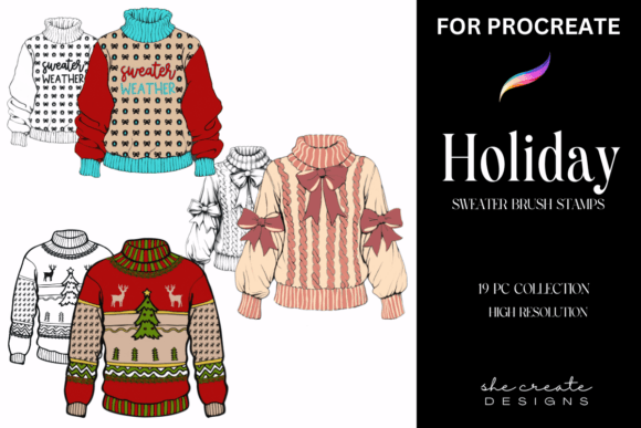 Download Procreate Holiday Sweater Stamp Brush - Brush Collection