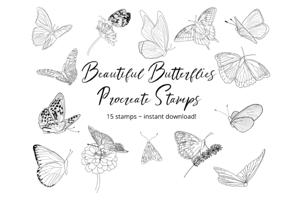 Download Butterflies Procreate Stamp Brushes - Brush Collection