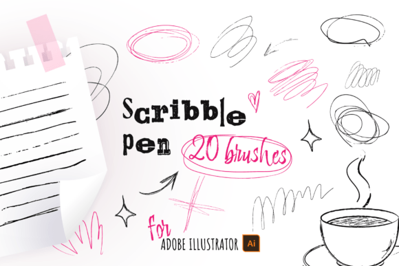 Download 20 Scribble Ink Pen Brushes for AI - Brush Collection