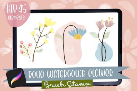 Download Procreate Brush Stamp Flower Watercolor - Brush Collection