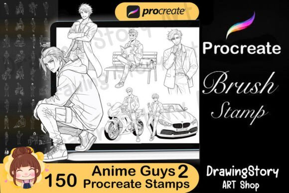Download 150 Procreate Anime Guys Brushes Set2 - Brush Collection
