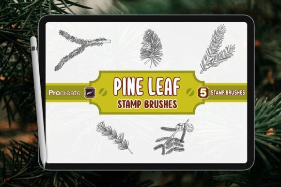Download Pine Leaf Brush Stamp Set for Procreate - Brush Collection