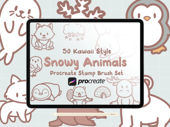 Download Snow Animals Procreate Stamp Brushes - Brush Collection