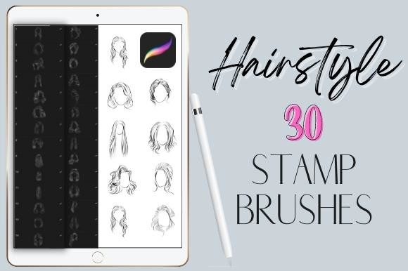 Download Procreate Hairstyle Stamp Brushes Set - Brush Collection