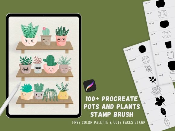 Download Procreate Plants and Pots Stamps Brush - Brush Collection